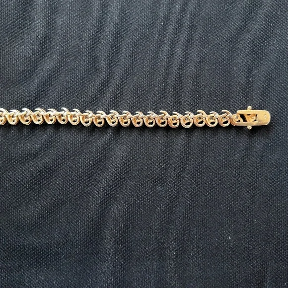 Gold Plated Sterling Silver and CZ Tennis Bracelet - Picture 8 of 8